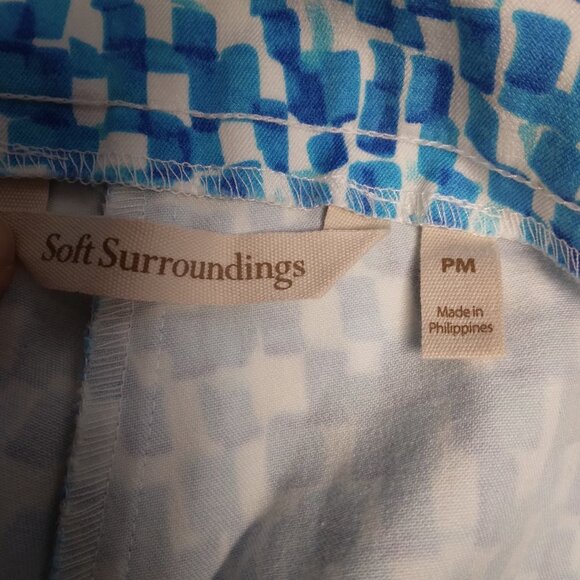 Soft Surroundings Blue and White Pull On Ankle Pants  Size PM - Picture 8 of 10